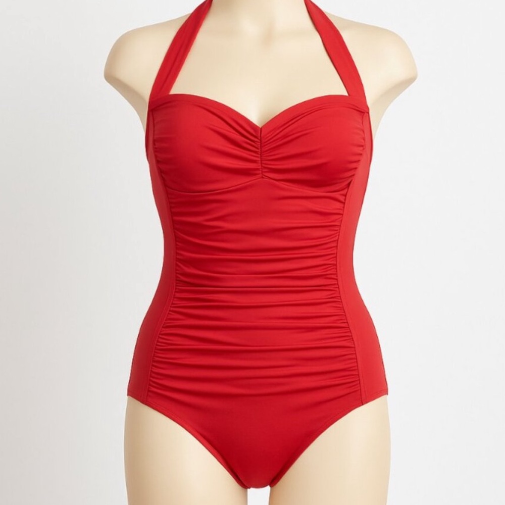 Ruby Ribbon RED Riviera One Piece Size 12 Flattering Slimming Swimsuit